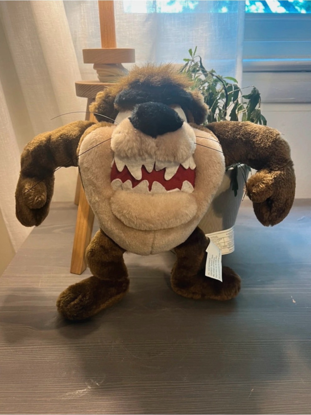 Vintage 90s Warner Brother Looney Toons Tasmanian Devil Plush Toy (Taz) - rare
